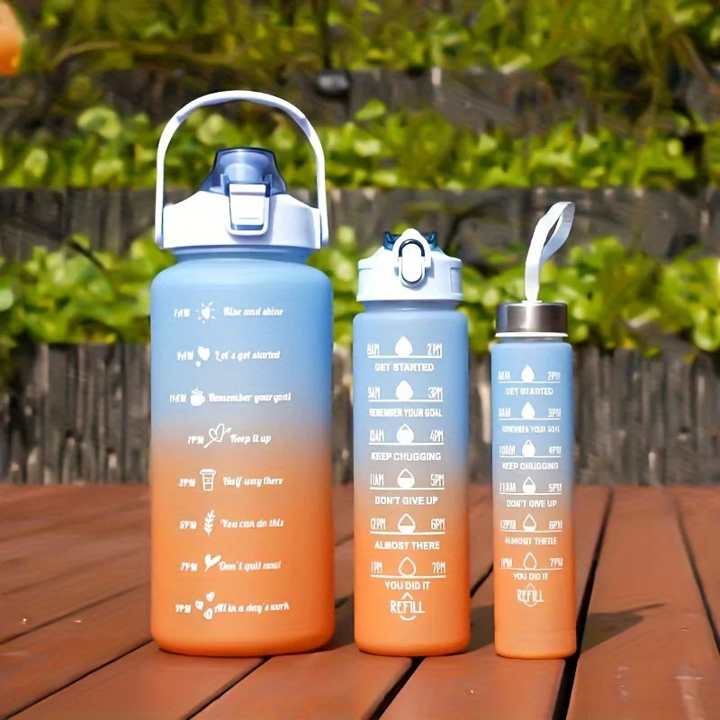 2l/900ml Water Bottle Liter Stay Hydrated Motivated Leakproof Plastic Sport Bottle Reminder Times Sports Outdoor Fitness Office