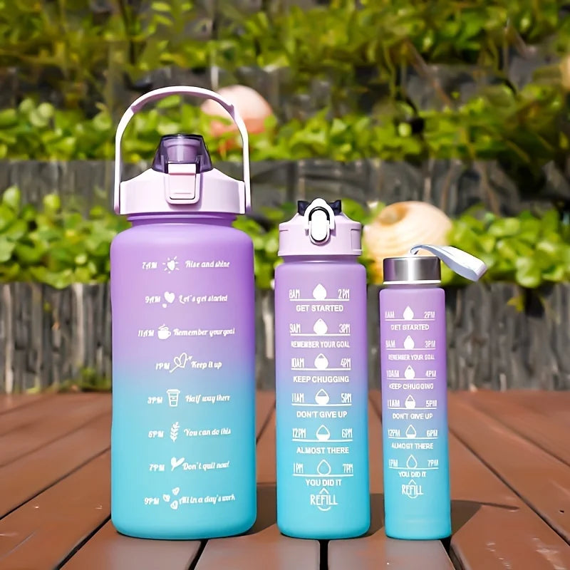 2l/900ml Water Bottle Liter Stay Hydrated Motivated Leakproof Plastic Sport Bottle Reminder Times Sports Outdoor Fitness Office