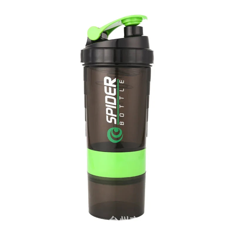 500ml Portable Protein Powder Shaker Bottle High Capacity Drinking Container with Powder Case Plastic Blender Sports Water Cup