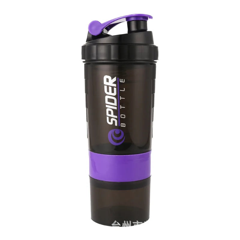 500ml Portable Protein Powder Shaker Bottle High Capacity Drinking Container with Powder Case Plastic Blender Sports Water Cup