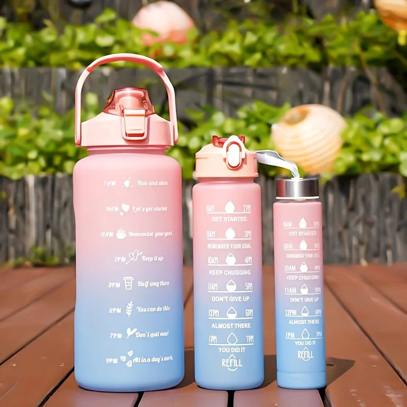 2l/900ml Water Bottle Liter Stay Hydrated Motivated Leakproof Plastic Sport Bottle Reminder Times Sports Outdoor Fitness Office