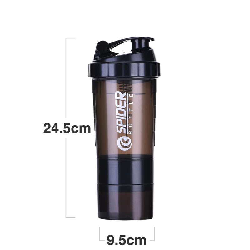 500ml Portable Protein Powder Shaker Bottle High Capacity Drinking Container with Powder Case Plastic Blender Sports Water Cup
