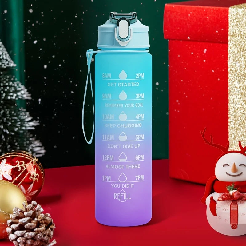 2l/900ml Water Bottle Liter Stay Hydrated Motivated Leakproof Plastic Sport Bottle Reminder Times Sports Outdoor Fitness Office