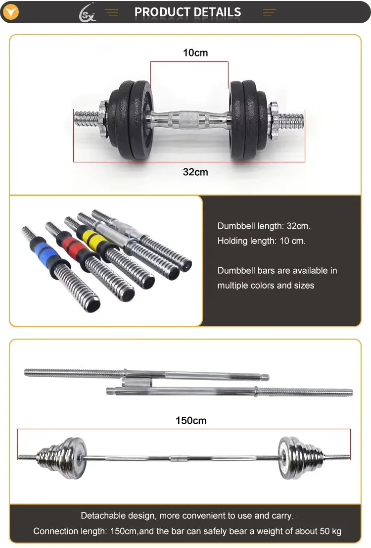 10kg 15kg 20kg 30kg Gym Home Weightlifting Dumbbells with Box Painted Black Painted Cast Iron Dumbbells Barbell Set.